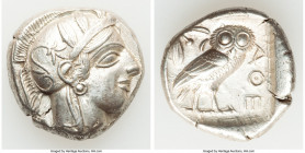 ATTICA. Athens. Ca. 440-404 BC. AR tetradrachm (24mm, 17.14 gm, 2h). AU, brushed. Mid-mass coinage issue. Head of Athena right, wearing crested Attic ...