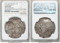 Philip IV Counterstamped 7-1/2 Reales 1651-P XF Details (Obverse Scratched) NGC, Potosi mint, KM-C19.2. C/S: AU Standard. Crowned "L" counterstamp on ...