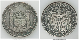 Charles III 8 Reales 1767 PTS-JR VF, Potosi mint, KM50. Four-Petal rosette variety. 38.9mm. 26.01gm. 

HID09801242017

© 2020 Heritage Auctions | ...