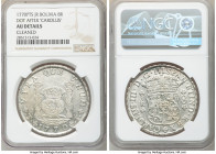 Charles III 8 Reales 1770 PTS-JR AU Details (Cleaned) NGC, Potosi mint, KM50. Dot after CAROLUS"" variety. 

HID09801242017

© 2020 Heritage Aucti...