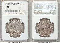 Charles III 4 Reales 1778 PTS-PR XF40 NGC, Potosi mint, KM54. 

HID09801242017

© 2020 Heritage Auctions | All Rights Reserved