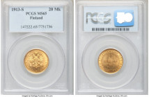 Russian Duchy. Nicholas II gold 20 Markkaa 1913-S MS65 PCGS, Helsinki mint, KM9.2.

HID09801242017

© 2020 Heritage Auctions | All Rights Reserved...