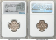 Carolingian. Charlemagne (768-877) Denier (793-814) MS62 NGC, Melle mint, Class 3, Dep-606 (Charlemagne not Charles the Bald). 20.5mm. 1.74gm. 

HID...