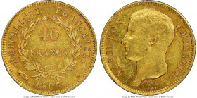 Napoleon gold 40 Francs 1807-I AU55 NGC, Limoges mint, KM-A688.2. Mintage: 1,859. One year type. 

HID09801242017

© 2020 Heritage Auctions | All ...