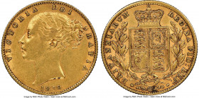Victoria gold "Ansell" Sovereign 1859 AU53 NGC, KM736.3, S-3852E. Scarce variety, characterized by its extra line in Victoria's rear hairband. 

HID...