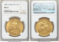 Victoria gold 5 Pounds 1887 MS61 NGC, KM769, S-3864. AGW 1.1775 oz. 

HID09801242017

© 2020 Heritage Auctions | All Rights Reserved
