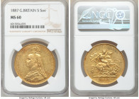 Victoria gold 5 Pounds 1887 MS60 NGC, KM769, S-3864. AGW 1.1775 oz. 

HID09801242017

© 2020 Heritage Auctions | All Rights Reserved