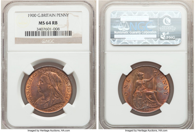 Pair of Certified Assorted Pennies MS64 Red and Brown NGC, 1) Victoria Penny 190...