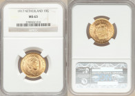 Wilhelmina gold 10 Gulden 1917 MS63 NGC, Utrecht mint, KM149. AGW 0.1947 oz. 

HID09801242017

© 2020 Heritage Auctions | All Rights Reserved