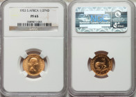 Elizabeth II gold Proof 1/2 Pound 1953 PR65 NGC, South African mint, KM53. Mintage: 4,000. AGW 0.1178 oz. 

HID09801242017

© 2020 Heritage Auctio...