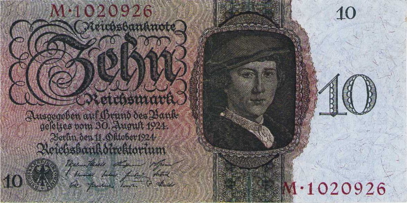 Deutsches Reich bis 1945
Deutsche Reichsbank 1924-1945 10 Reichsmark 11.10.1924...