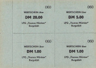 Deutsche Demokratische Republik
LPG-Geld Dabei u.a.: Burgstädt - 21 Blocks. Kapellendorf - 20 (6x) und 100 (7x). Schneeberg - 500 und 1000 Mark. Uten...