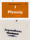 Deutsche Demokratische Republik
Gefängnisgeld 1 Pfennig o.J. 4 Stück rückseitig mit verschiedenen Stempeln des Jugendhauses Ichtershausen. Dazu 5 Pfe...