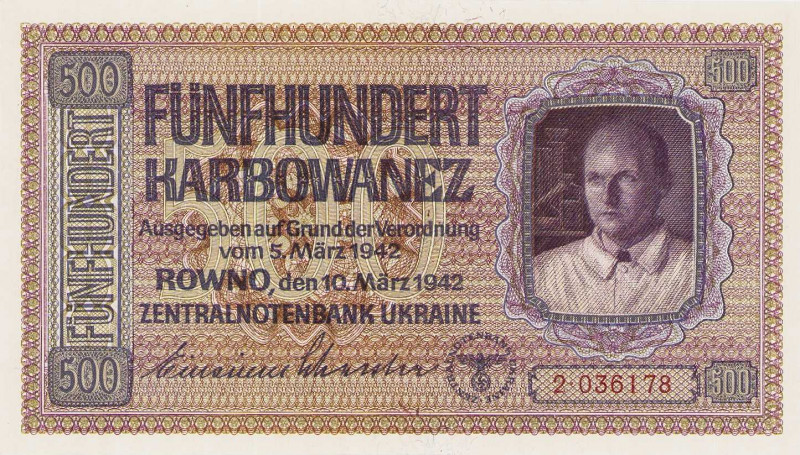 Besatzungsausgaben des Zweiten Weltkriegs
Zentralnotenbank Ukraine 1942 1, 5, 1...
