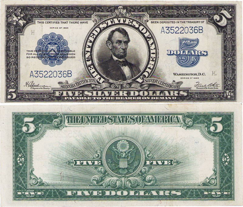 Ausland
Vereinigte Staaten von Amerika 5 Dollars 1923. FIVE SILER DOLLARS. WPM ...