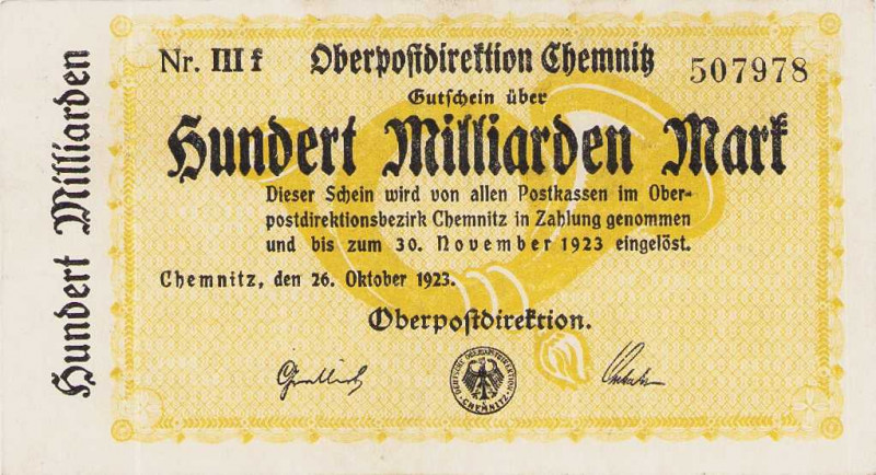 Das Papiergeld der deutschen Eisenbahnen und der Reichspost Reichspost
Chemnitz...
