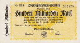 Das Papiergeld der deutschen Eisenbahnen und der Reichspost Reichspost
Chemnitz 1, 5, 10, 20 und 100 Milliarden Mark 26.10.-30.11.1923. Bühn 0682 5 S...