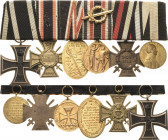 Ordensspangen
Spange mit 6 Auszeichnungen Preußen - Eisernes Kreuz 1914 2. Klasse. Kreuz Marinekorps. Ehren- und Erinnerungskreuz des Marinekorps Fla...