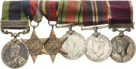 Ordensspangen
Spange mit 6 Auszeichnungen Großbritannien Georg V. - Indie General Service Medal mit Spange "NORTH WEST FRONTIER 1930-31". Stern 1939-...