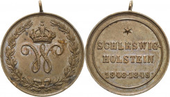 Orden deutscher Länder Braunschweig
Erinnerungsmedaille für die Feldzüge 1848/1849 Schleswig-Holstein Verliehen 1891. Bronze. 33,5 mm, 12,63 g OEK 63...
