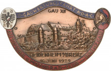 Auto- und Motorradmedaillen und -plaketten
Heidenheim Einseitige, teilemaillierte Bronzeplakette 1929 (A. Rettenmaier, Gmünd) II. Gauwertungsfahrt de...