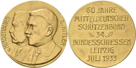 Drittes Reich
 Goldmedaille 1933. 60-jähriges Bestehen des Mitteldeutschen Schützenbundes und 34. Mitteldeutsches Bundesschießen zu Leipzig. Brustbil...