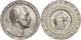 Drittes Reich
 Silbermedaille 1933 (F. Beyer) Auf die politischen Ereignisse des Jahres. Brustbild Adolf Hitlers nach rechts / Adlerkopf vor Hakenkre...