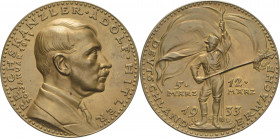 Drittes Reich
 Bronzemedaille 1933 (K. Goetz) Auf die Wahl Adolf Hitlers zum Reichskanzler. Brustbild Hitlers nach rechts / Soldat mit wehender Fahne...
