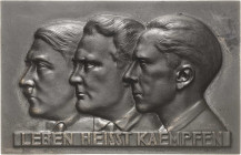 Drittes Reich
 Einseitige, hohlgegossene Eisenplakette o.J. (W. Felgenträger, Lauchhammer) "Leben heisst kämpfen". Köpfe von A. Hitler, H. Göring und...