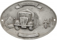 Drittes Reich
 Einseitige, querovale Zinkplakette o.J. Kraftwagen-Transport-Regiment 616. Transportkollone auf einer Landstraße, begleitet vom Motorr...