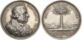 Reformation-Ereignisse und Jubiläen
 Silbermedaille 1717 (P.H. Müller) 200 Jahre Reformation. Brustbild Luthers nach rechts / Palme in Flußlandschaft...