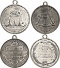 Reformation-Ereignisse und Jubiläen
 Zinngussmedaille 1855. 200 Jahre Augsburger Religionsfriede. Kelch zwischen Kreuz und Anker bzw. Bibel mit Kreuz...