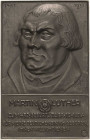 Reformation-Ereignisse und Jubiläen
 Einseitige Eisengussplakette 1933 (Heinrich Moshage) 450. Geburtstag des Reformators. Brustbild halblinks im Tal...