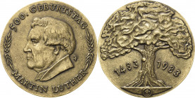 Reformation-Ereignisse und Jubiläen
 Bronzegussmedaille 1983 (W. Günzel) 500. Geburtstag Luthers. Kopf nach links / Großer Baum, im Feld beidseitig J...