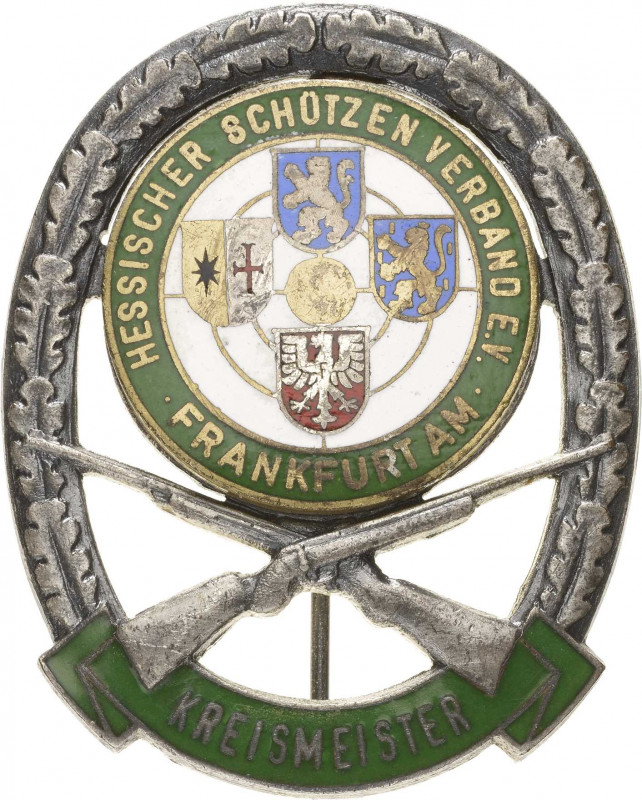 Schützenmedaillen
Frankfurt Einseitig teilemailiertes Weißmetallabzeichen o.J. ...