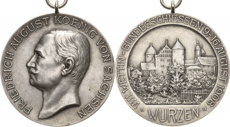 Schützenmedaillen
Wurzen Silbermedaille 1908 (Mayer & Wilhelm) VIII. Wettinbund...