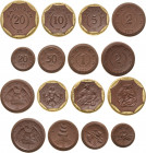 Porzellanmünzen - Reichsmünzen
Sachsen 20 und 50 Pfennig, 1, 2 x2, 5, 10 und 20 Mark 1921 (Meißen) Scheuch 31a, 34a, 38a, 2x42a, 54b, 63b, 72b 8 Stüc...