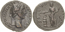 Kaiserzeit
Antoninus Pius 138-161 As 152/153, Rom Kopf mit Lorbeerkranz nach rechts, ANTONINVS AVG PIVS P P TR P XV / Salus steht nach links, SALVS A...