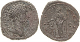 Kaiserzeit
Marcus Aurelius 161-180 Dupondius 170, Rom Kopf mit Strahlenkrone nach rechts, M ANTONINVS AVG TR P XIIII / Salus steht nach links, SALVTI...
