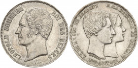 Belgien-Königreich
Leopold I. 1830-1865 5 Francs 1853. Hochzeit des Kronprinzen KM M8.1 Fast vorzüglich