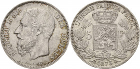Belgien-Königreich
Leopold II. 1865-1909 5 Francs 1873, Brüssel Davenport 53 KM 24 Avers kl.Kratzer, vorzüglich-prägefrisch