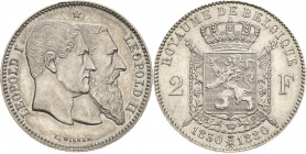 Belgien-Königreich
Leopold II. 1865-1909 2 Francs 1880. 50-Jahrfeier des Königsreiches KM 39 Vorzüglich-prägefrisch