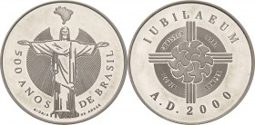 Brasilien
 Neusilbermedaille 2000. 500 Anos de Brasil. Christusstatue / Emblem. 40,1 mm, 27,13 g Stempelglanz