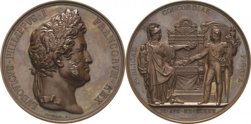 Frankreich
Louis Philippe 1830-1848 Bronzemedaille 1830 (A. J. Depaulis) Auf se...