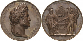 Frankreich
Louis Philippe 1830-1848 Bronzemedaille 1830 (A. J. Depaulis) Auf seine Thronbesteigung. Brustbild nach rechts / Das personifizierte Frank...