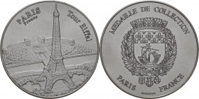Frankreich-Paris, Stadt
 Neusilbermedaille o.J. (Mauquoy) Medaille de collection - Tour Eiffel. Eiffelturm und Champ de Mars / Wappen. 40 mm, 27,14 g...