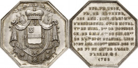 Frankreich-Medaillen und Marken
 Achteckiger Silberjeton 1785 (Ay.) Eugène de Bethune. Bekröntes Wappen / 11 Zeilen Schrift. Randpunze: ARGENT. 34,1 ...
