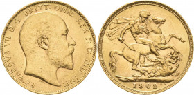 Großbritannien
Edward VII. 1901-1910 Sovereign 1902, o.Mzz.-London Spink 3969 Friedberg 400 Schlumberger 475 GOLD. 7.98 g. Sehr schön-vorzüglich/fast...