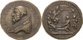 Italien-Kirchenstaat/Vatikanstadt
Sixtus V. 1585-1590 Bronzemedaille 1591 (AN V) (de Bonis) Auf die Militärexpedition gegen die Hugenotten in Frankre...