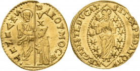 Italien-Venedig
Alvise Mocenigo I. 1570-1577 Zecchino o.J. Friedberg 1263 Gamberini 452 CNI 99 Montenegro 648 Paolucci 68/2 GOLD. 3.50 g. Kl. Randfeh...